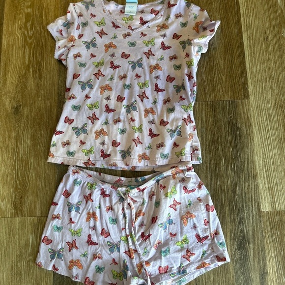 Vintage Nick & Nora  novelty print butterfly two piece 2000's pajama set ombré - Picture 1 of 13